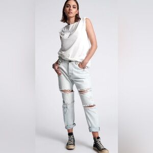 One Teaspoon Light Brando Blue Distressed Boyfriend Jeans